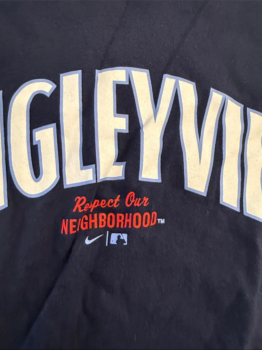 Nike Navy and White Wrigleyville Graphic Tee xxl Chicago Cubs